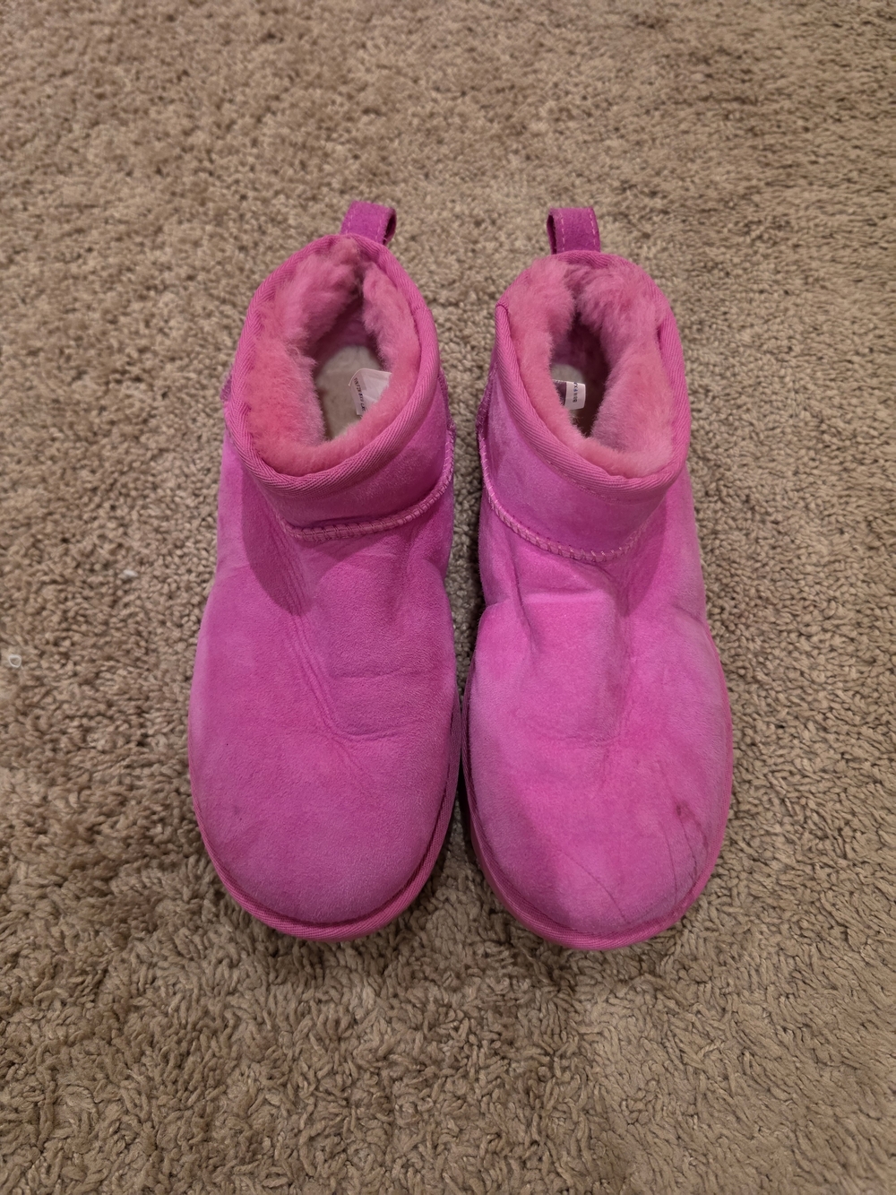 UGG Bright Pink Faux-Fur Ankle Boots